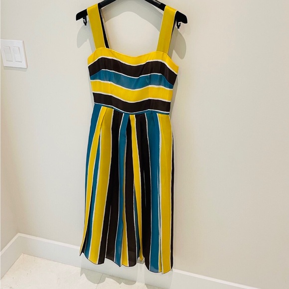 New Dolce & Gabbana Stripe Midi Multicolored Cocktail Dress. Size 40. - Picture 3 of 8